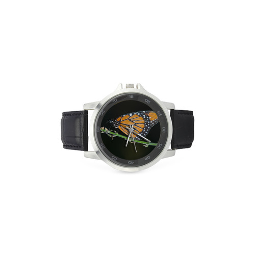 Monarch Butterfly Unisex Stainless Steel Leather Strap Watch(Model 202)