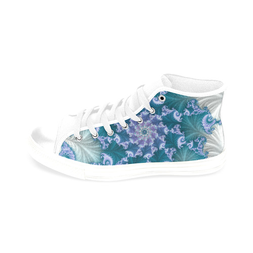 Floral spiral in soft blue on flowing fabric Men’s Classic High Top Canvas Shoes /Large Size (Model 017)