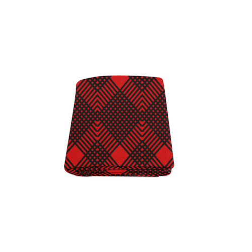 Red and black geometric  pattern,  with rombs. Blanket 40"x50"