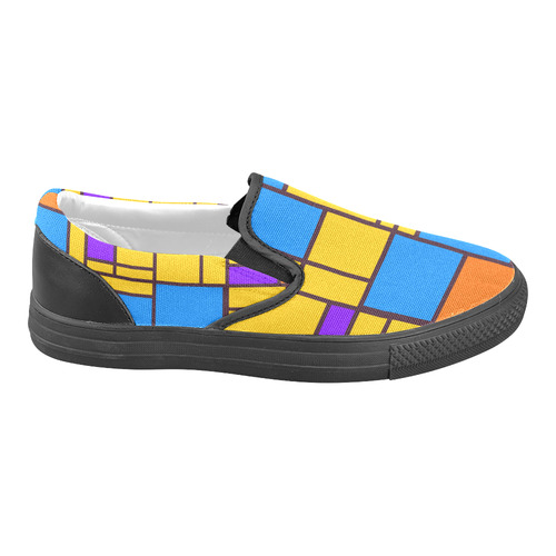 Shapes in retro colors Women's Unusual Slip-on Canvas Shoes (Model 019)