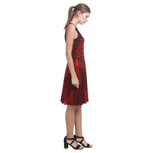 Red and black geometric  pattern,  with rombs. Atalanta Casual Sundress(Model D04)