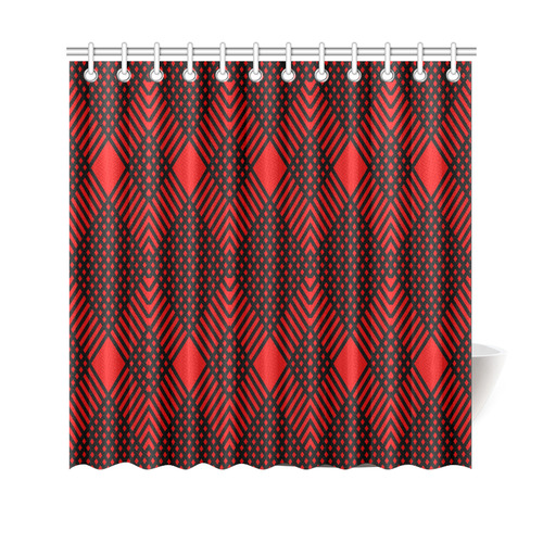 Red and black geometric  pattern,  with rombs. Shower Curtain 69"x70"