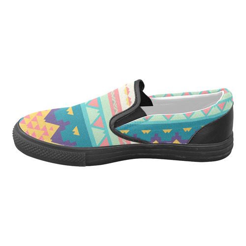 Pastel tribal design Men's Unusual Slip-on Canvas Shoes (Model 019)