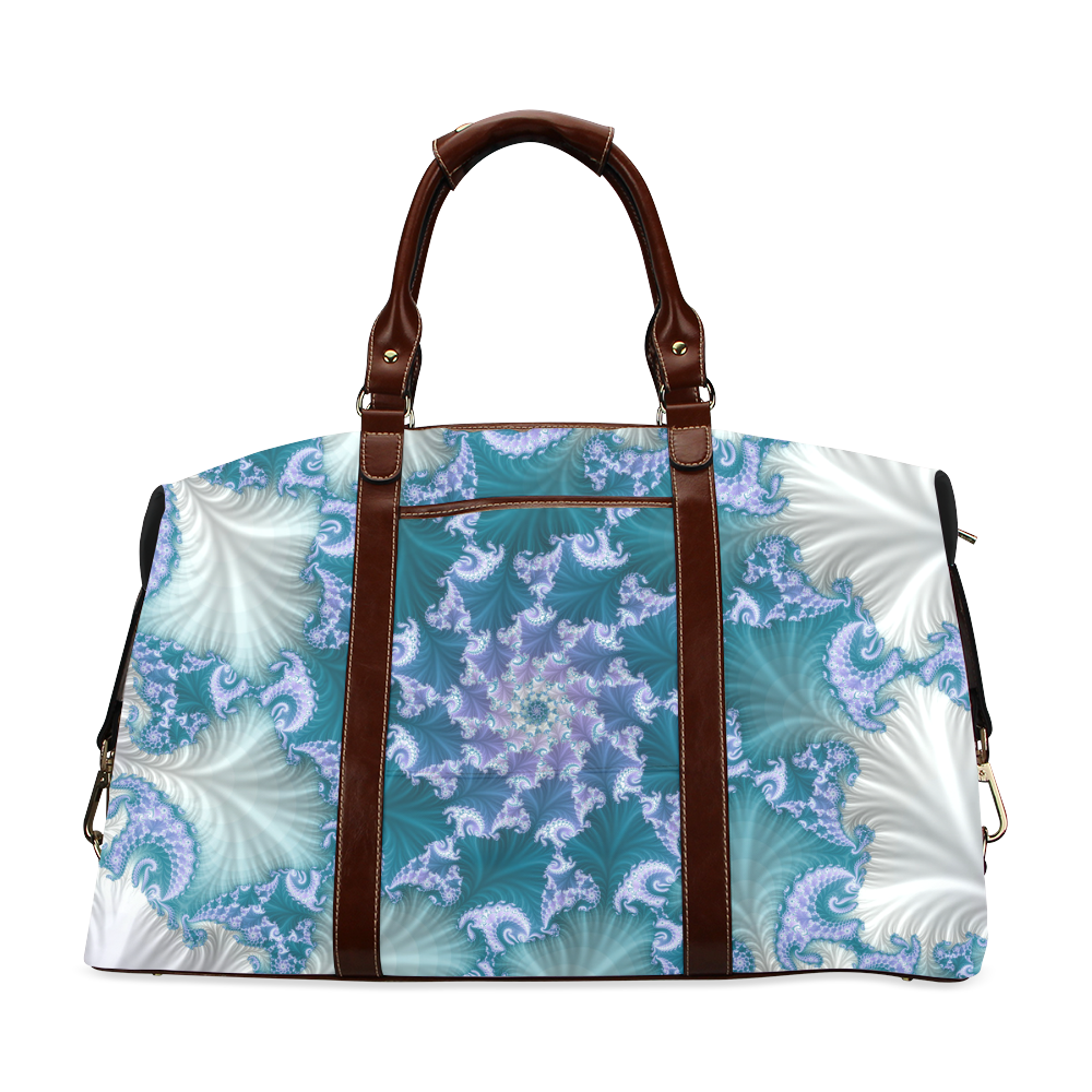 Floral spiral in soft blue on flowing fabric Classic Travel Bag (Model 1643)