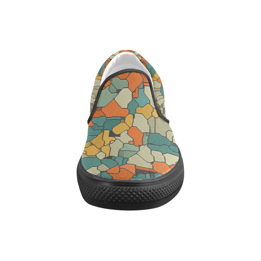 Textured retro shapes Women's Unusual Slip-on Canvas Shoes (Model 019)