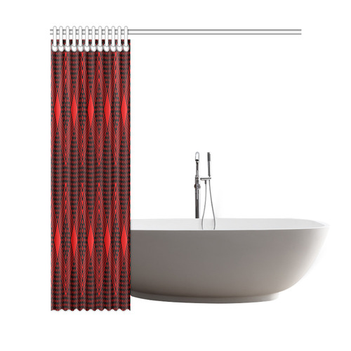 Red and black geometric  pattern,  with rombs. Shower Curtain 69"x72"