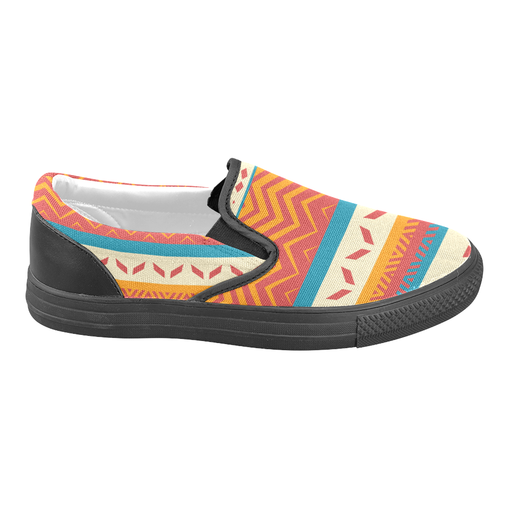 Tribal shapes Women's Unusual Slip-on Canvas Shoes (Model 019)