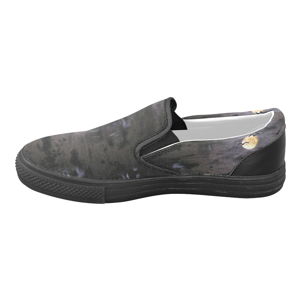 Halloween Moon and Ghosts Women's Unusual Slip-on Canvas Shoes (Model 019)