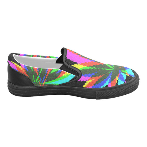 Wild Hemp Leaves - neon colored Men's Unusual Slip-on Canvas Shoes (Model 019)