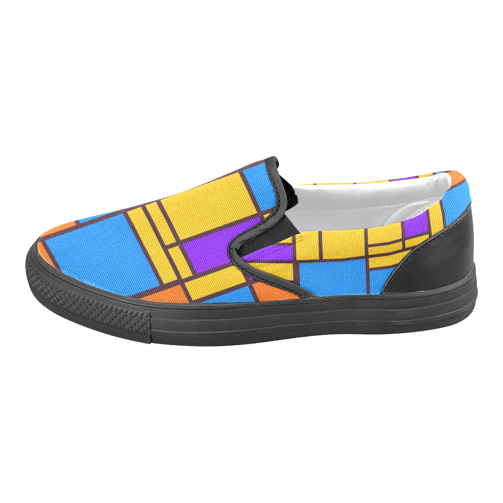 Shapes in retro colors Men's Unusual Slip-on Canvas Shoes (Model 019)