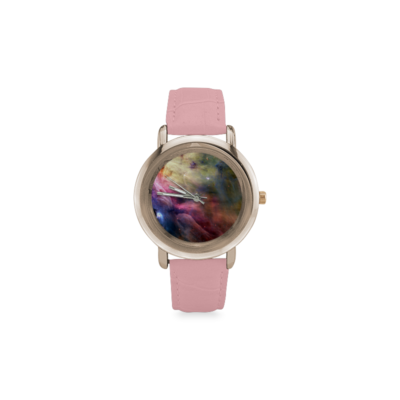 NASA: Ori & Orion Nebula Stars Outerspace Women's Rose Gold Leather Strap Watch(Model 201)