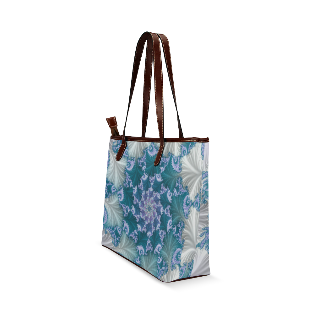 Floral spiral in soft blue on flowing fabric Shoulder Tote Bag (Model 1646)