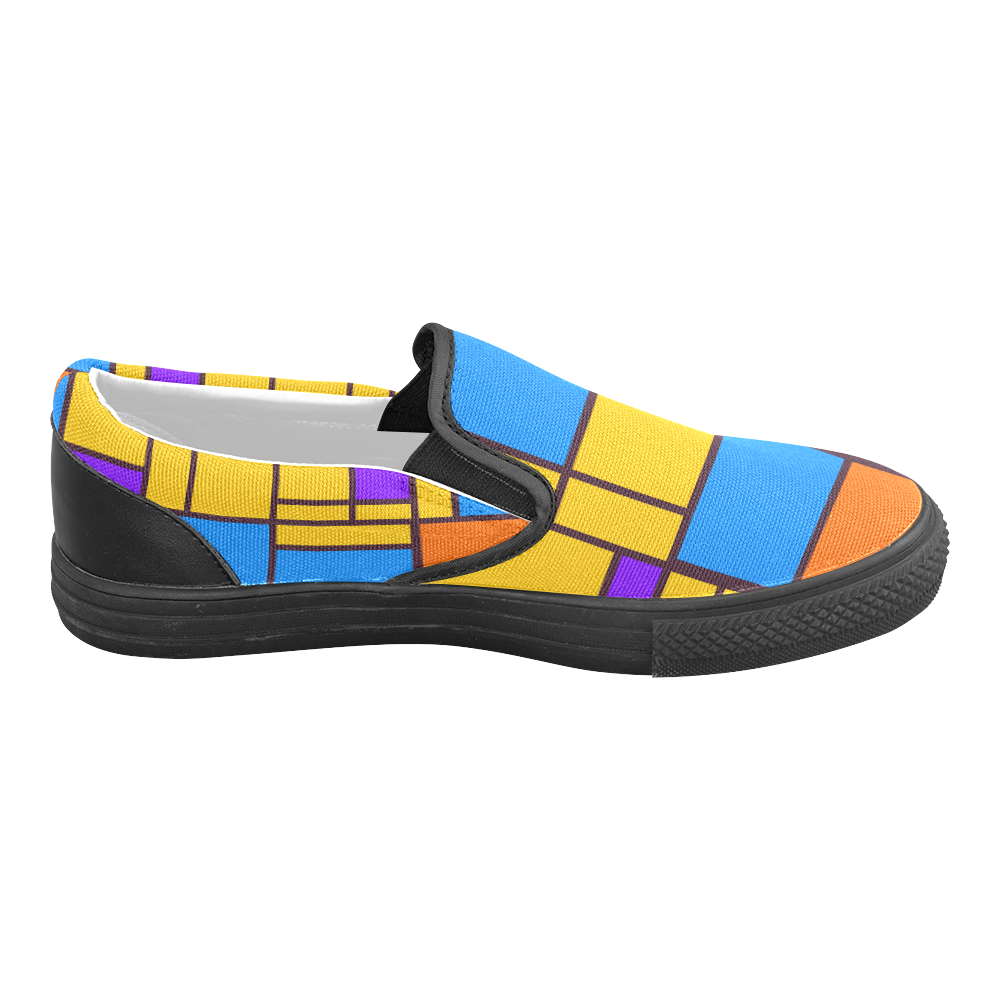 Shapes in retro colors Men's Slip-on Canvas Shoes (Model 019)