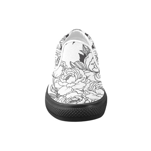 Floral1 Women's Unusual Slip-on Canvas Shoes (Model 019)