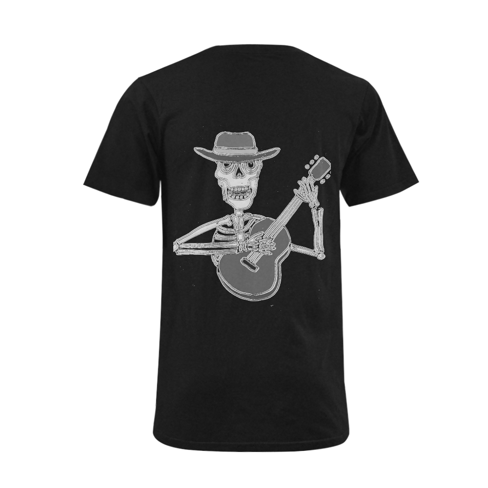 Cool Skeleton Playing Guitar Men's V-Neck T-shirt  Big Size(USA Size) (Model T10)