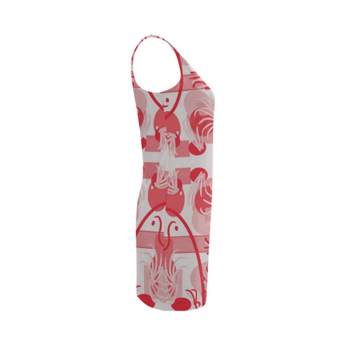 Foliage in red and gray Medea Vest Dress (Model D06)
