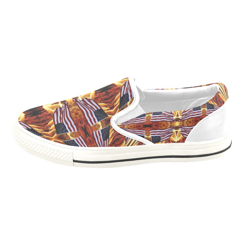PATRIOTIC: USA Flag & Fireworks Abstract 1 Women's Unusual Slip-on Canvas Shoes (Model 019)