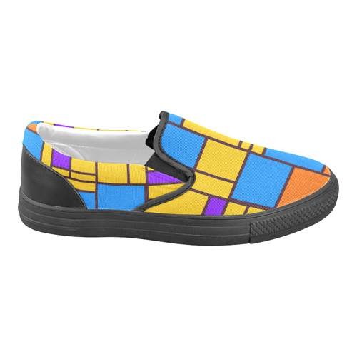 Shapes in retro colors Men's Unusual Slip-on Canvas Shoes (Model 019)