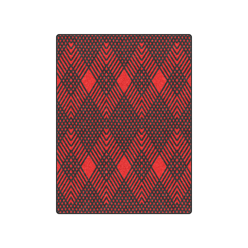 Red and black geometric  pattern,  with rombs. Blanket 50"x60"