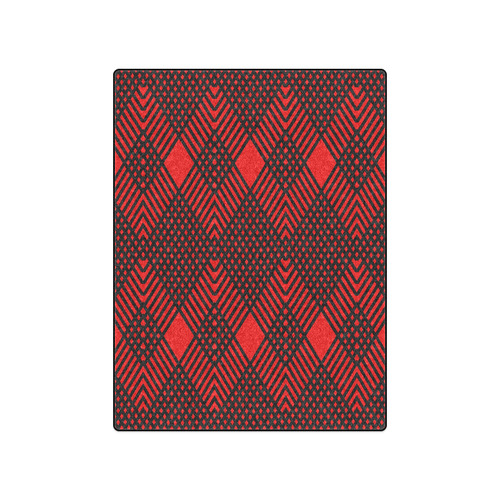 Red and black geometric  pattern,  with rombs. Blanket 50"x60"