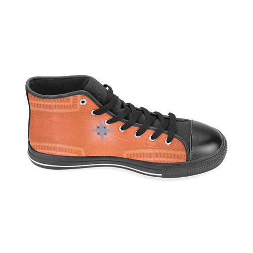 Orange Circle and Blocks Men’s Classic High Top Canvas Shoes /Large Size (Model 017)