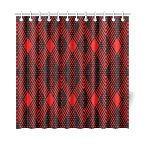 Red and black geometric  pattern,  with rombs. Shower Curtain 72"x72"