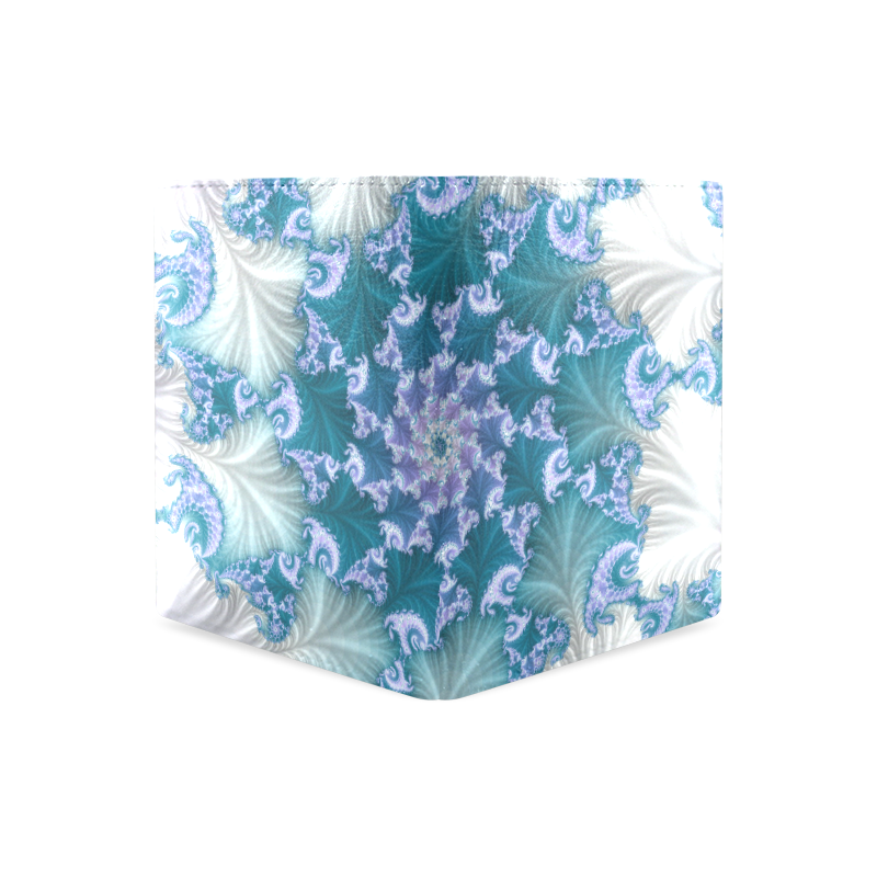 Floral spiral in soft blue on flowing fabric Men's Leather Wallet (Model 1612)