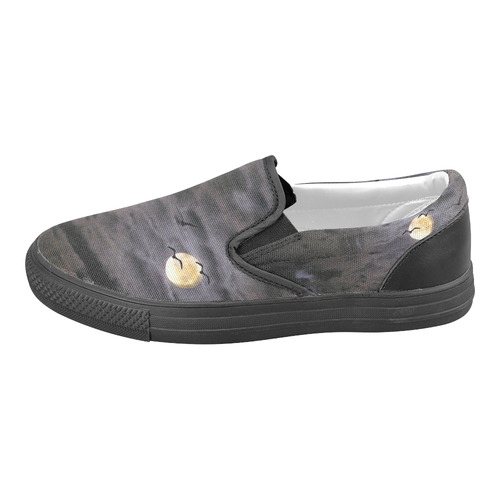 Halloween Moon and Ghosts Men's Unusual Slip-on Canvas Shoes (Model 019)
