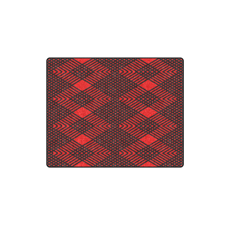 Red and black geometric  pattern,  with rombs. Blanket 40"x50"