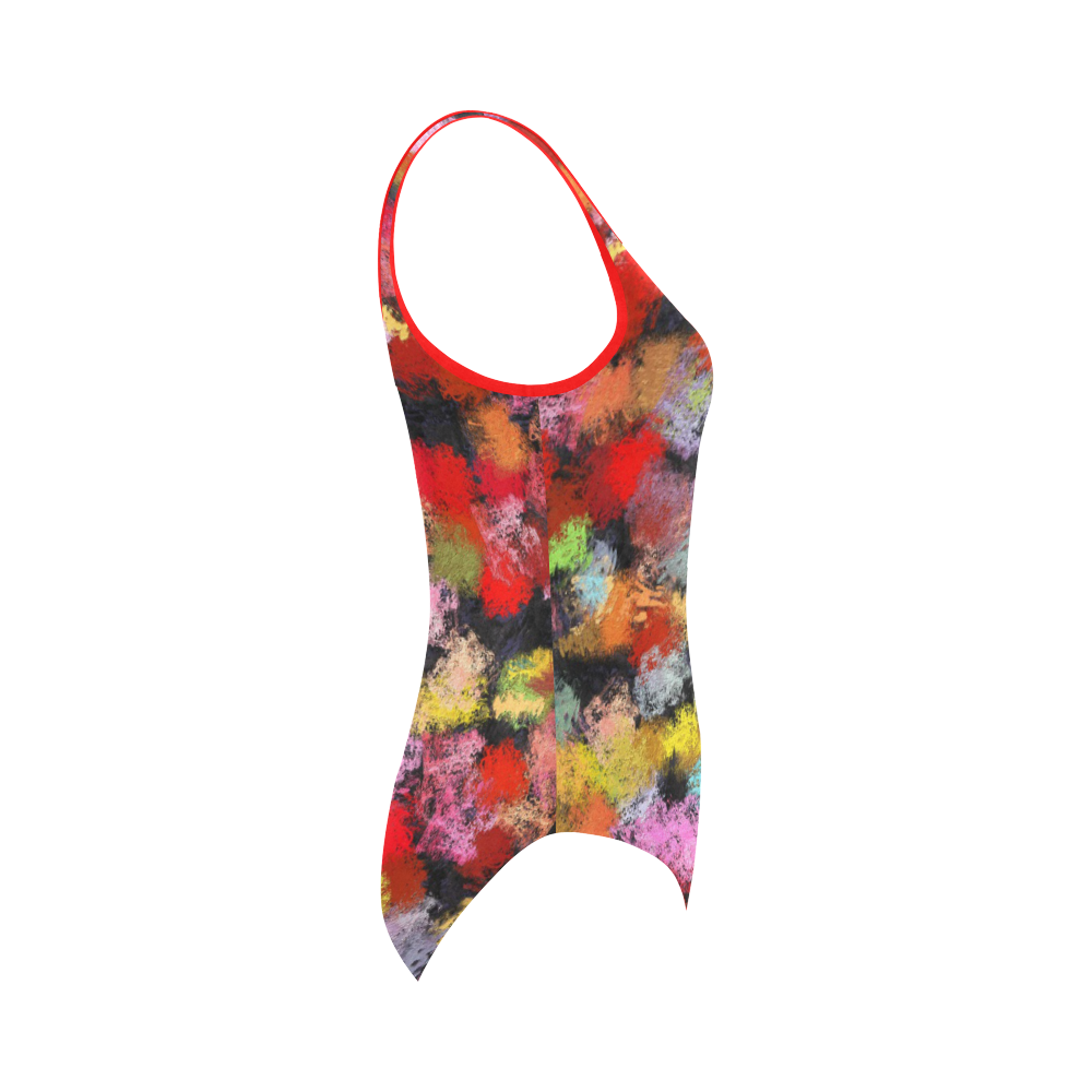 Colorful paint strokes Vest One Piece Swimsuit (Model S04)