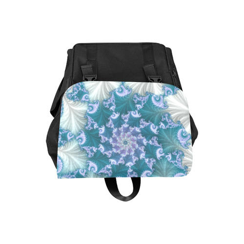 Floral spiral in soft blue on flowing fabric Casual Shoulders Backpack (Model 1623)