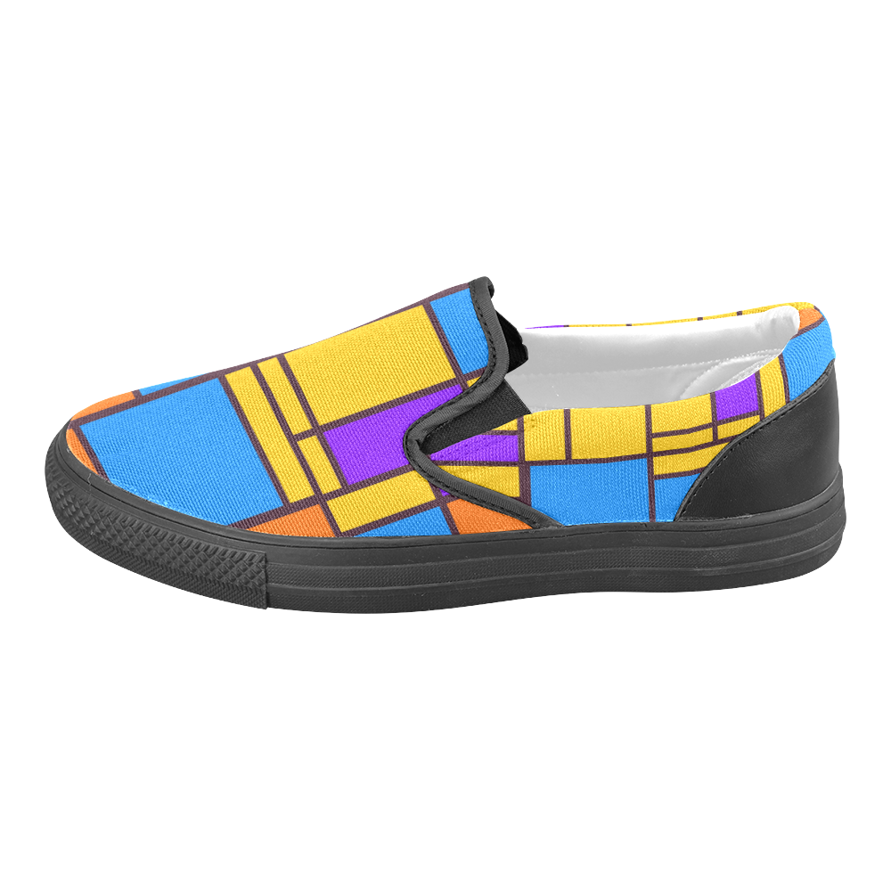 Shapes in retro colors Men's Slip-on Canvas Shoes (Model 019)