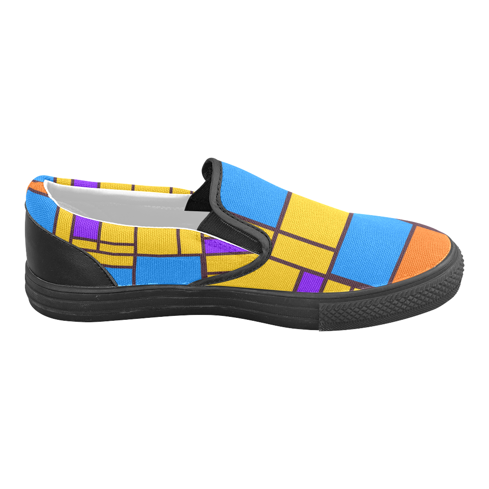 Shapes in retro colors Men's Unusual Slip-on Canvas Shoes (Model 019)