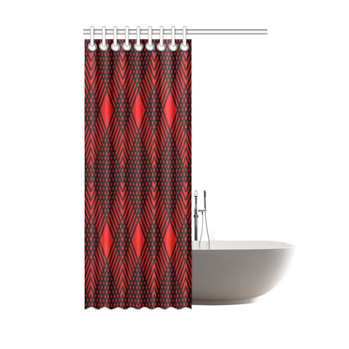 Red and black geometric  pattern,  with rombs. Shower Curtain 48"x72"