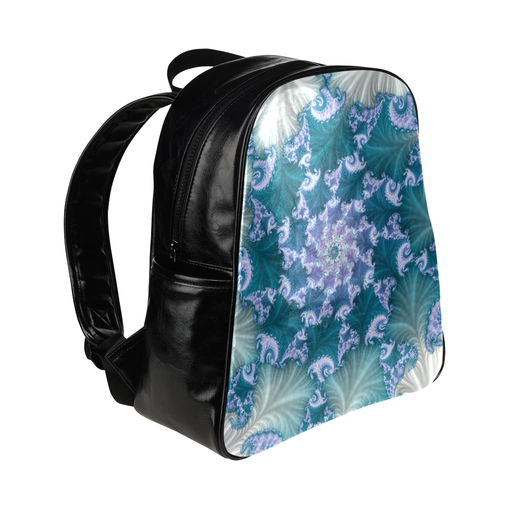 Floral spiral in soft blue on flowing fabric Multi-Pockets Backpack (Model 1636)