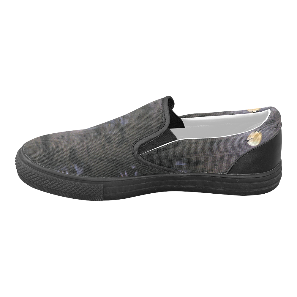 Halloween Moon and Ghosts Men's Unusual Slip-on Canvas Shoes (Model 019)