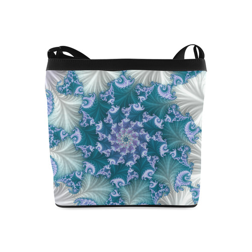 Floral spiral in soft blue on flowing fabric Crossbody Bags (Model 1613)
