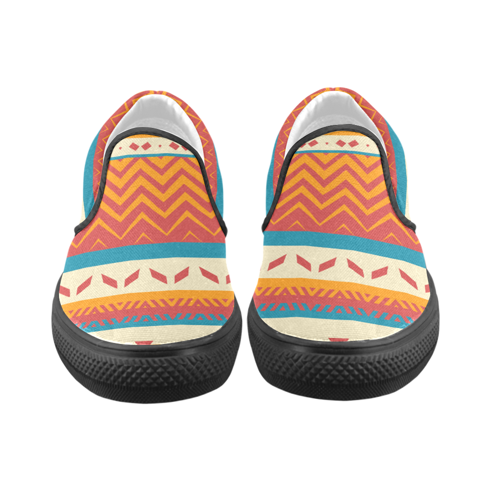 Tribal shapes Women's Unusual Slip-on Canvas Shoes (Model 019)