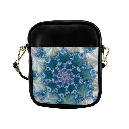 Floral spiral in soft blue on flowing fabric Sling Bag (Model 1627)