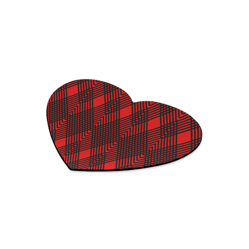 Red and black geometric  pattern,  with rombs. Heart-shaped Mousepad
