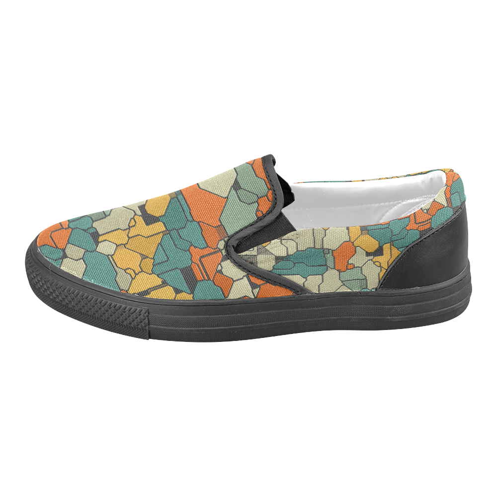 Textured retro shapes Men's Slip-on Canvas Shoes (Model 019)