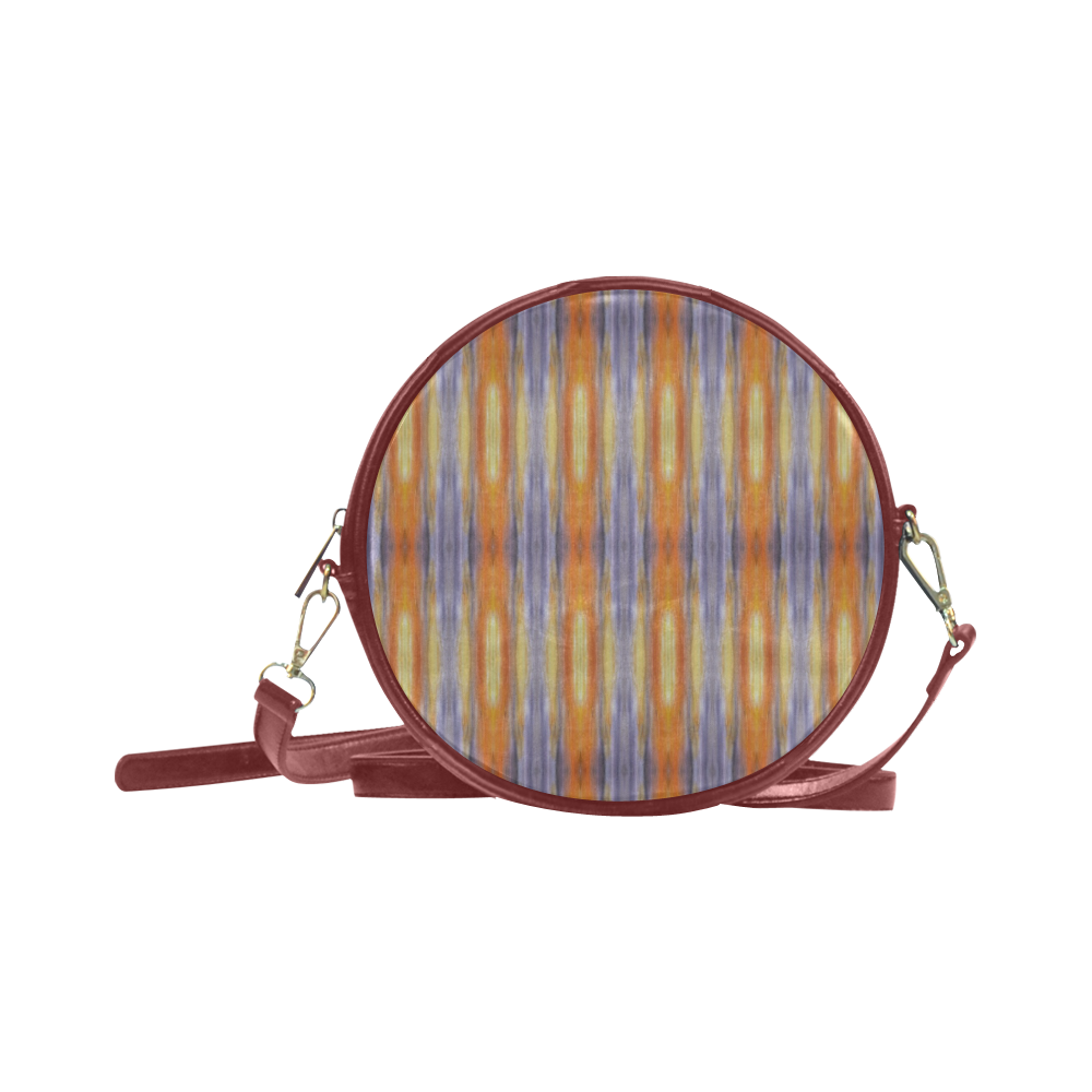 Gray Orange Stripes Pattern Round Sling Bag (Model 1647)