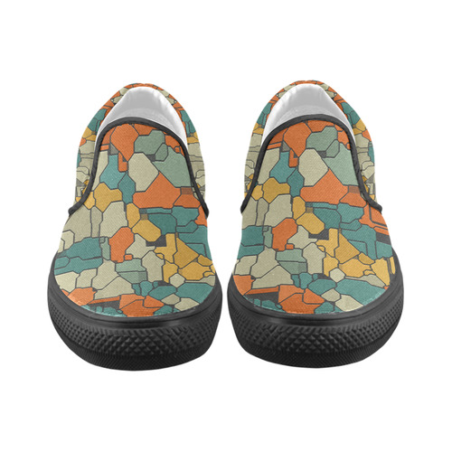 Textured retro shapes Men's Unusual Slip-on Canvas Shoes (Model 019)