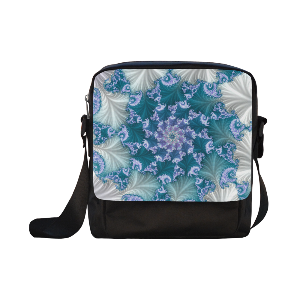 Floral spiral in soft blue on flowing fabric Crossbody Nylon Bags (Model 1633)