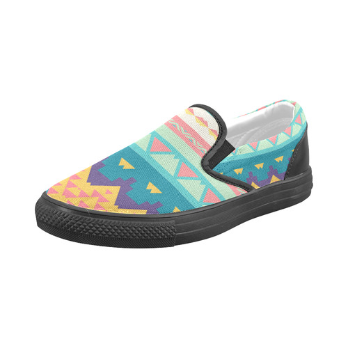 Pastel tribal design Men's Slip-on Canvas Shoes (Model 019)