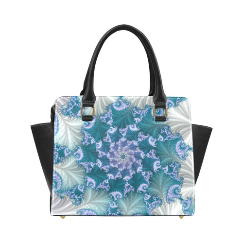 Floral spiral in soft blue on flowing fabric Classic Shoulder Handbag (Model 1653)