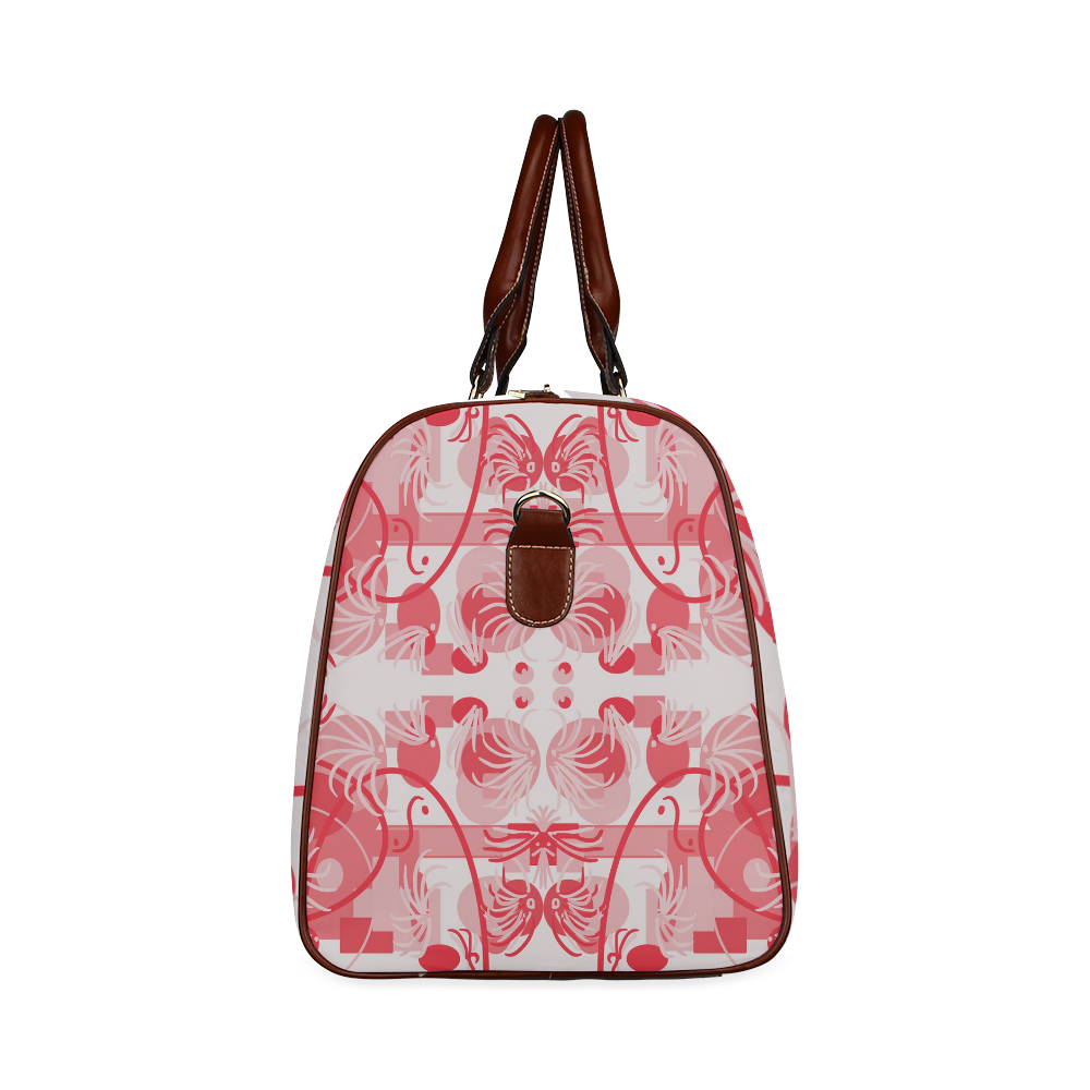 Foliage in red and gray Waterproof Travel Bag/Small (Model 1639)