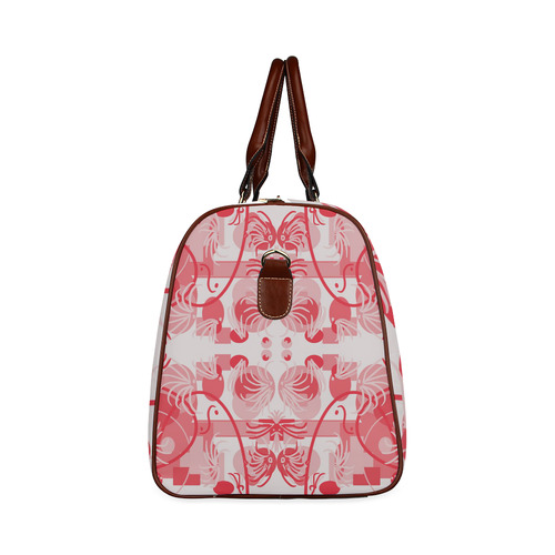 Foliage in red and gray Waterproof Travel Bag/Small (Model 1639)