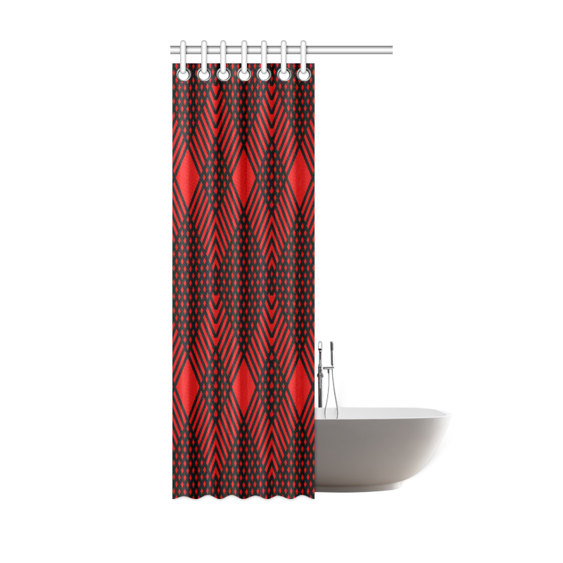 Red and black geometric  pattern,  with rombs. Shower Curtain 36"x72"