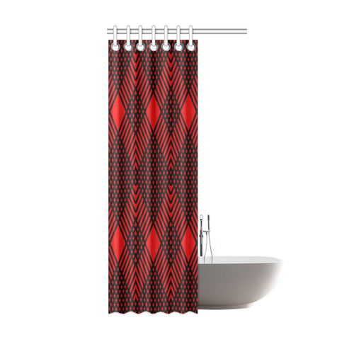 Red and black geometric  pattern,  with rombs. Shower Curtain 36"x72"